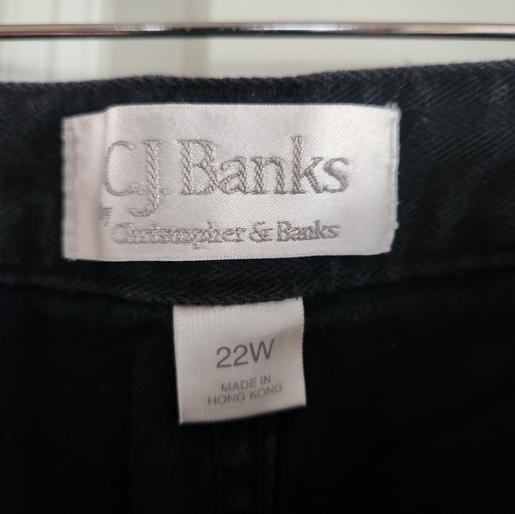 C J BANKS BLACK TEXTURED JEANS PLUS SIZE 22W INSEAM 27" Elastic Waist - Picture 4 of 7